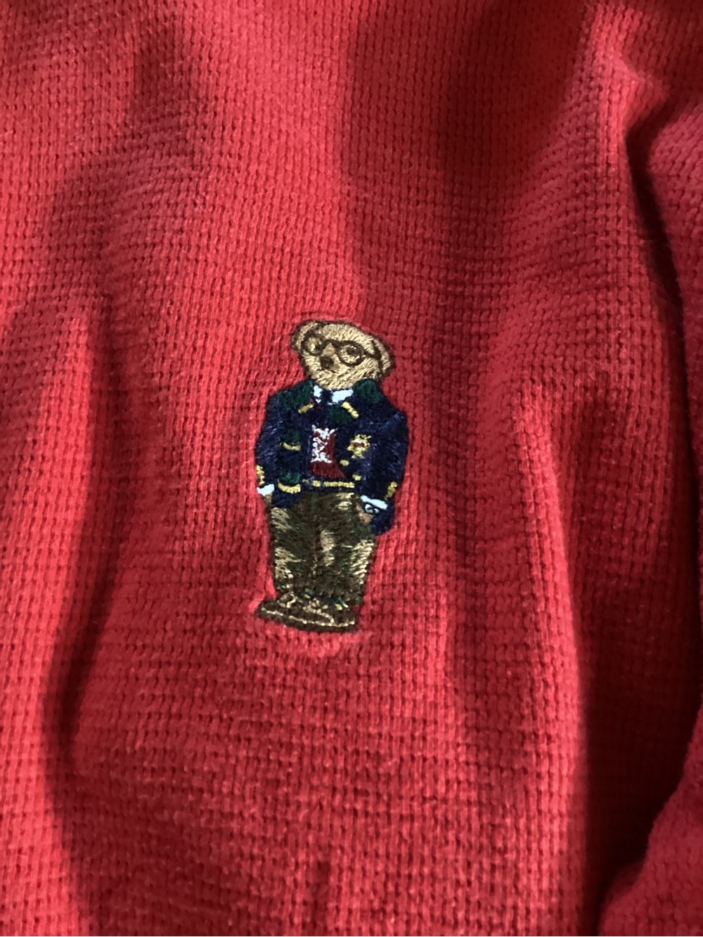 Polo by Ralph Lauren Red Thermal top with Embroidered Bear “SLEEPWEAR”